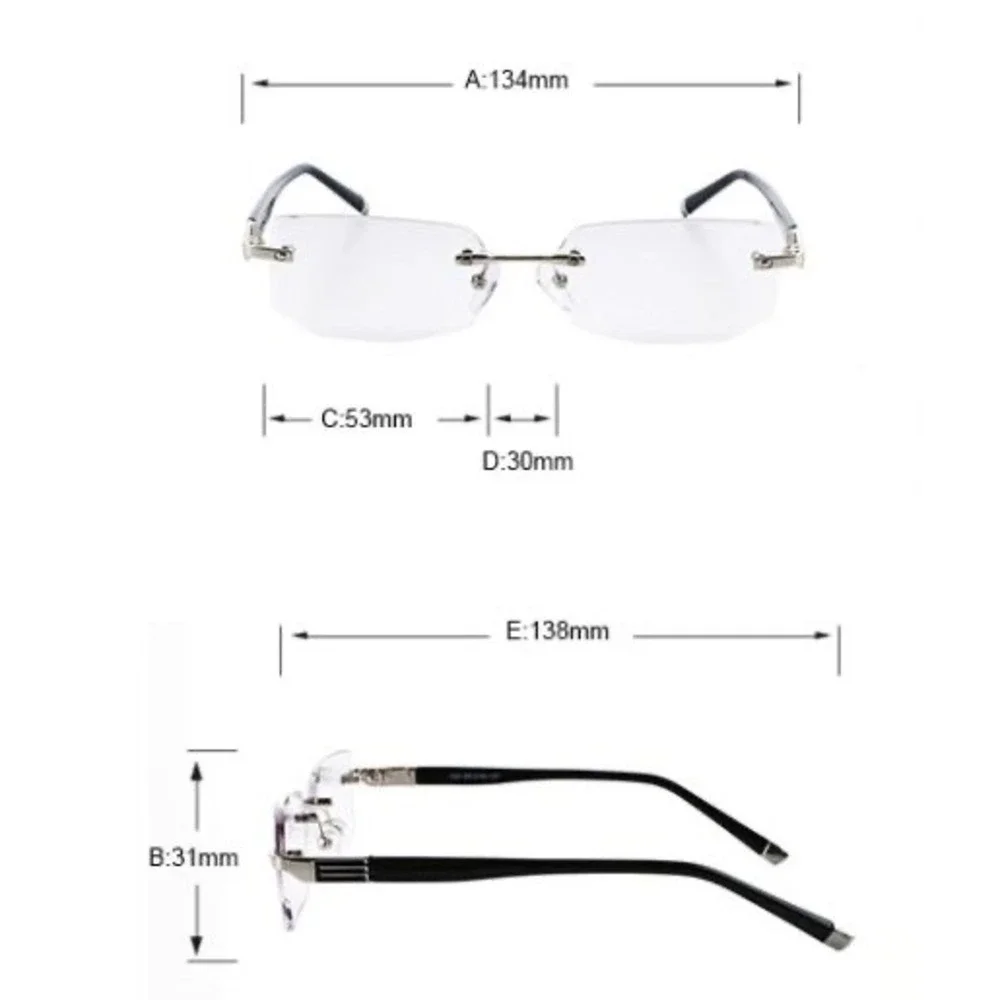 Mens Rimless Rectangular Sunglasses Clear Lens Eyewear Blue Light Retro Classy‎